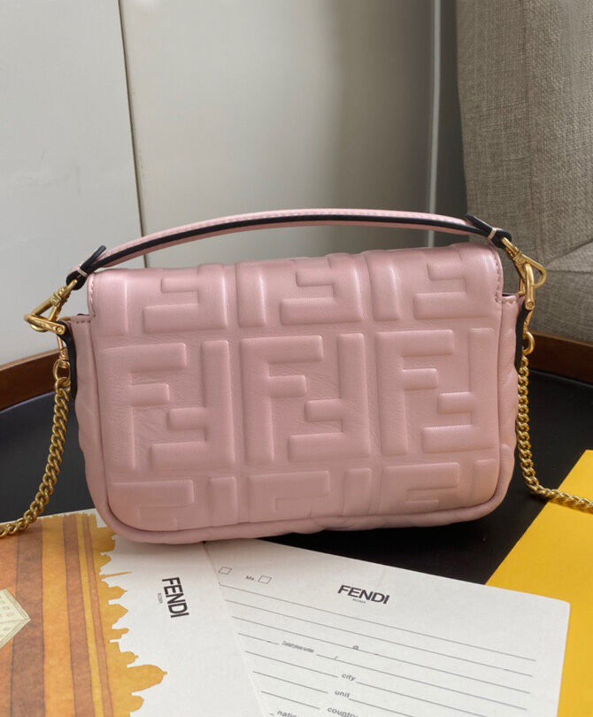 Fendi Mini Baguette Leather Bag 8BS017 Pink